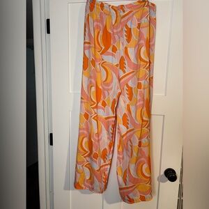 Rachel Zoe Orange and Pink Patterned Pants